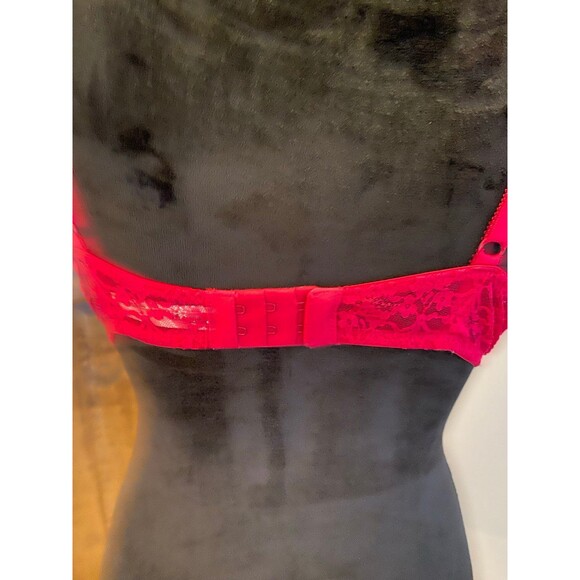 Ambrielle Bra Size 36C Scarlet Red Underwire Lacy Sexy Lingerie Negligee Bra - Picture 7 of 10